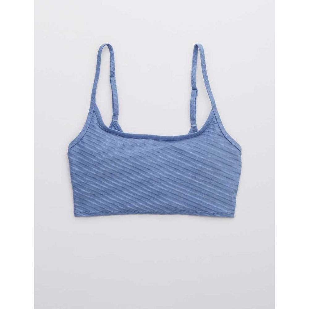 *NWT* AERIE Jacquard Longline Scoop Bikini Top in Coast
